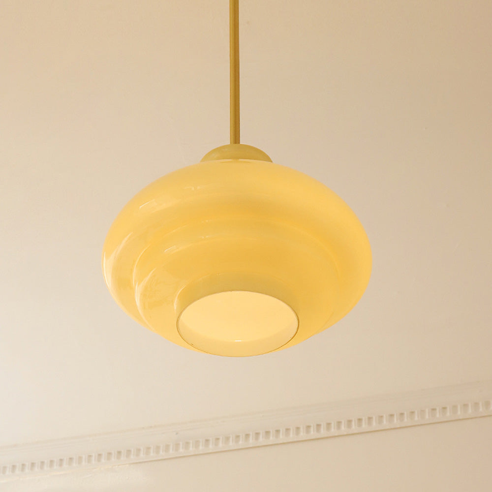 Aurélis: Vintage Pendant Light made of Cream-Colored Glass & E27 Socket – for Living Areas & Café Zones
