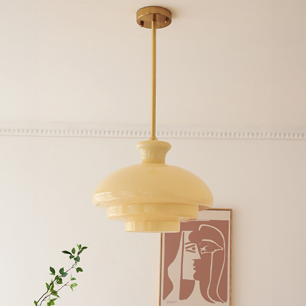 Aurélis: Vintage Pendant Light made of Cream-Colored Glass & E27 Socket – for Living Areas & Café Zones
