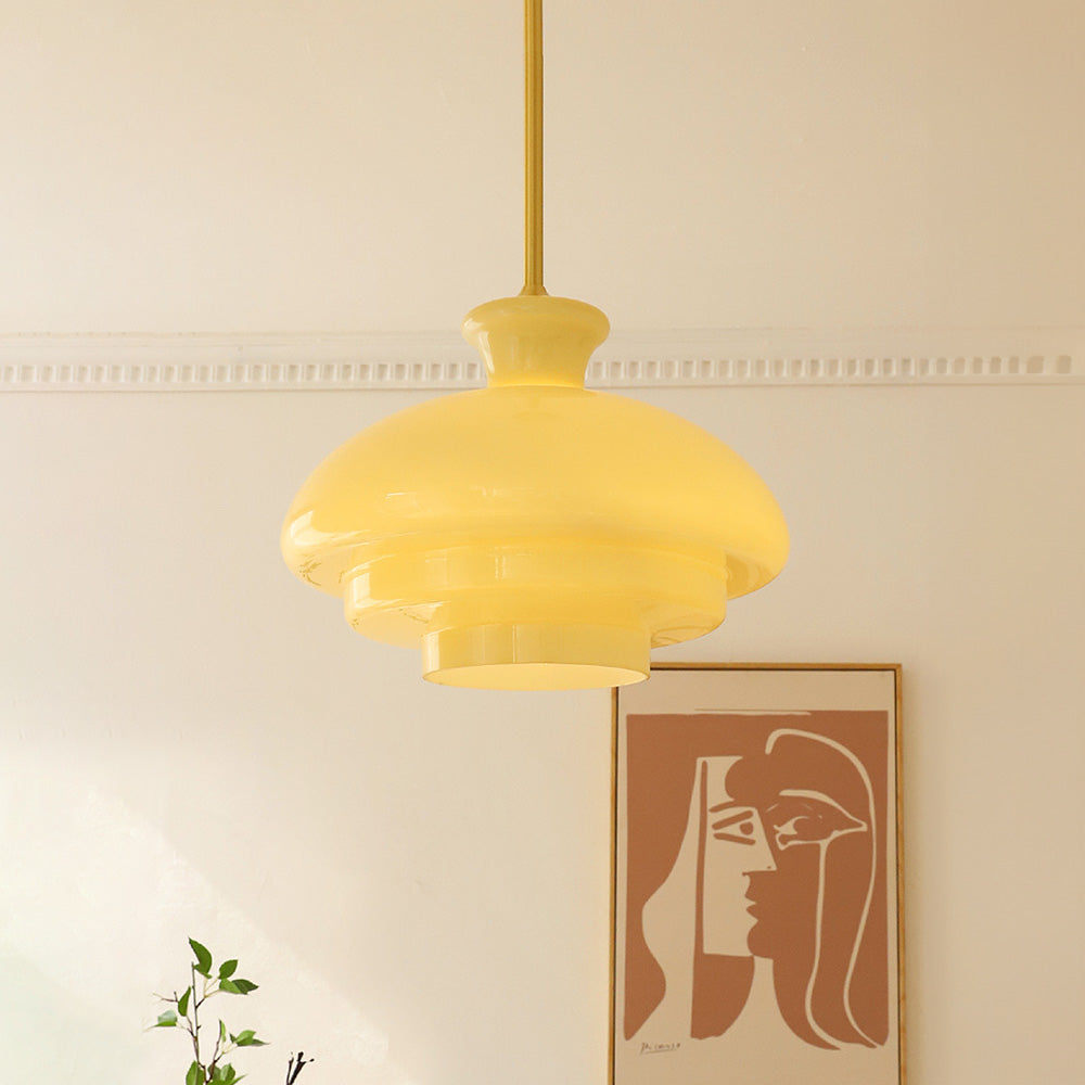 Aurélis: Vintage Pendant Light made of Cream-Colored Glass & E27 Socket – for Living Areas & Café Zones