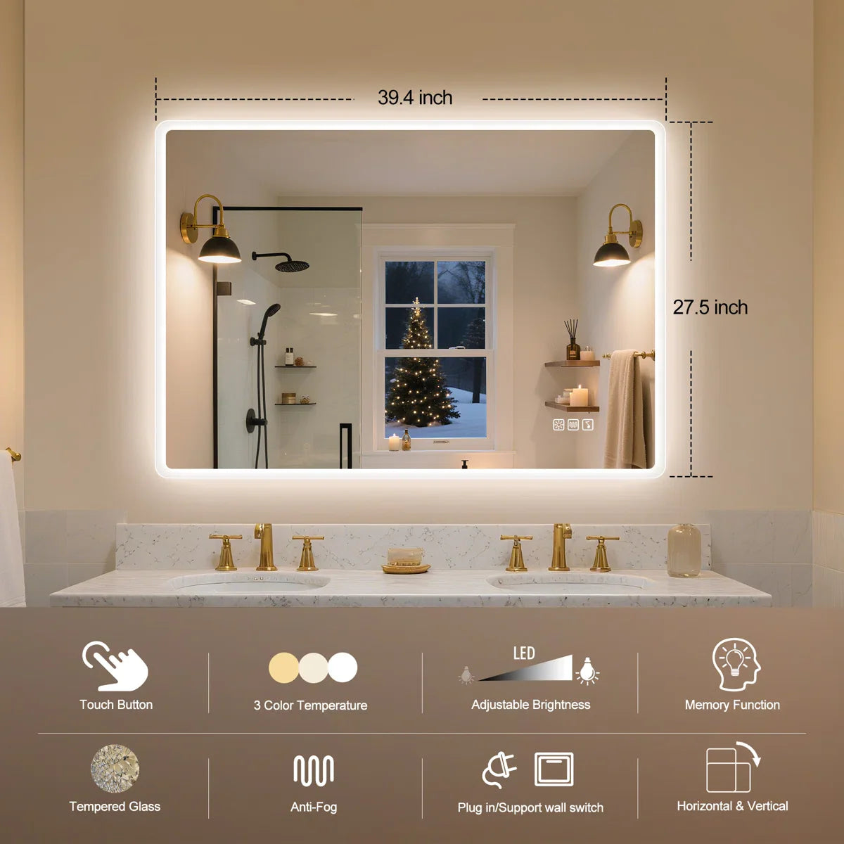 Aurelia smart LED mirror – Bluetooth makeup mirror with anti-fog function