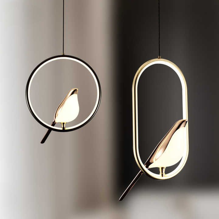 AuriBird: Golden Designer Pendant Light with Bird – Stylish Light for Tranquil Living Spaces