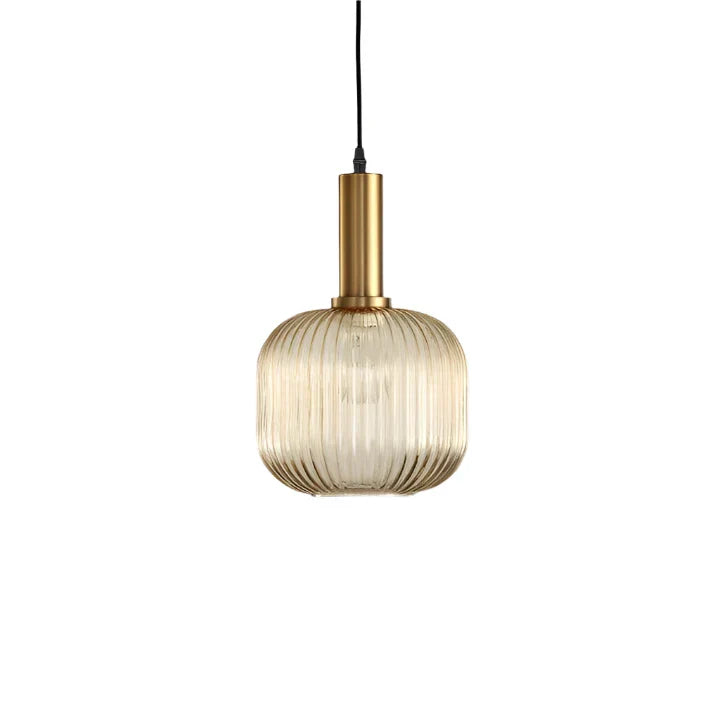 AuriGlas: Glass Pendant Light in Vintage Design – Elegant Hanging Lamp with Brass Details