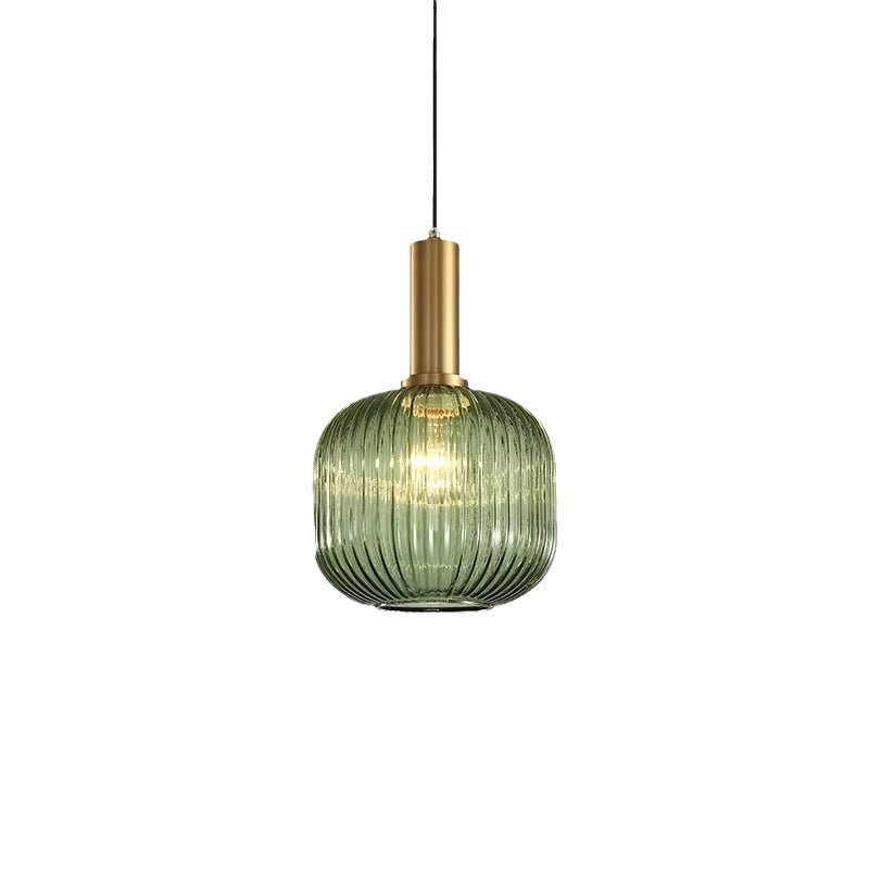 AuriGlas: Glass Pendant Light in Vintage Design – Elegant Hanging Lamp with Brass Details