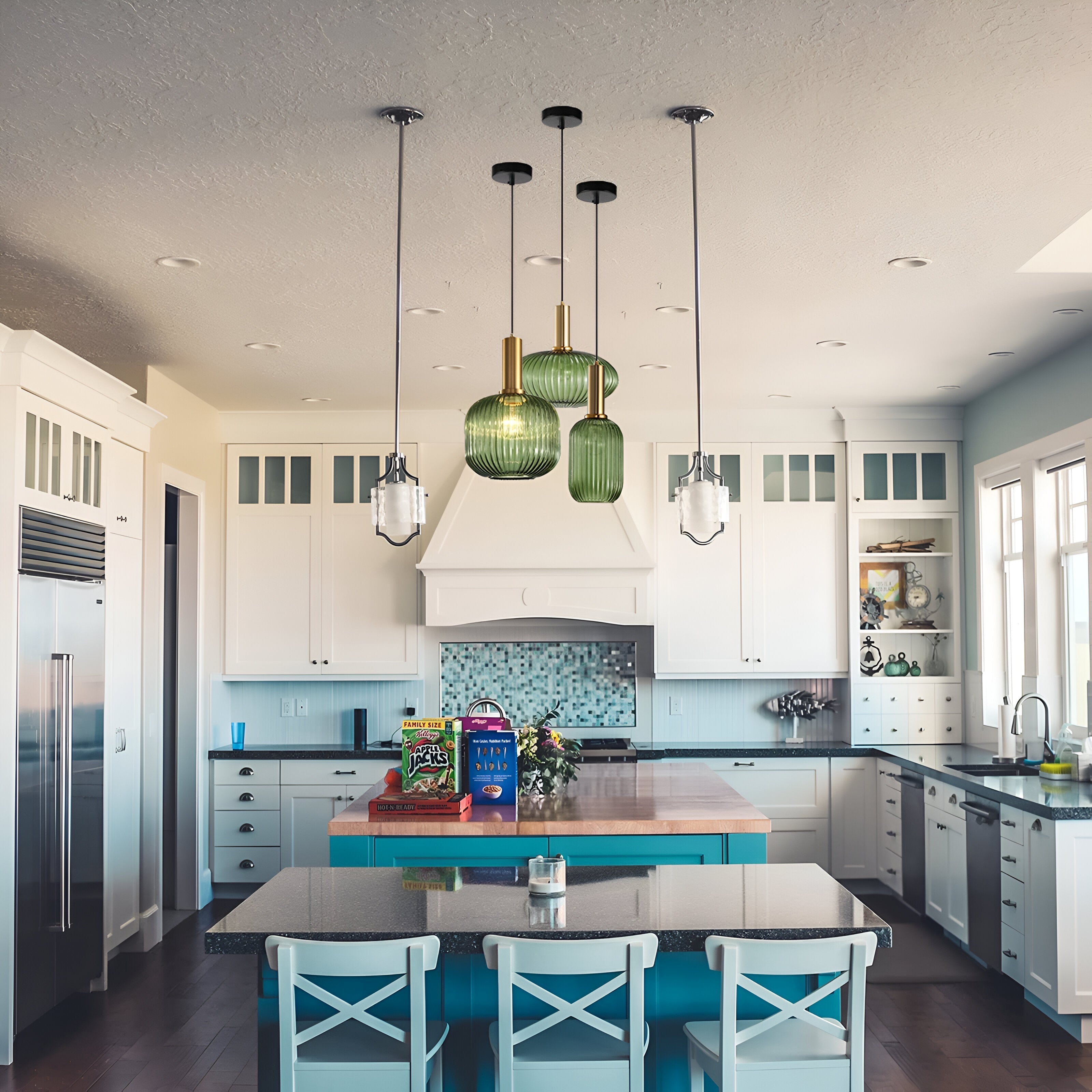 AuriGlas: Glass Pendant Light in Vintage Design – Elegant Hanging Lamp with Brass Details