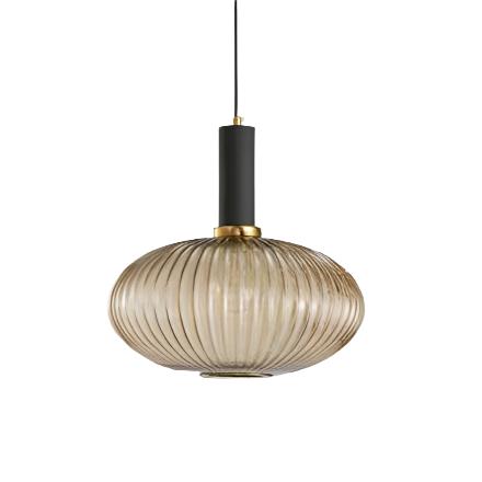 AuriGlas: Glass Pendant Light in Vintage Design – Elegant Hanging Lamp with Brass Details