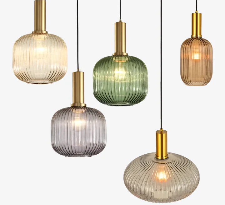 AuriGlas: Glass Pendant Light in Vintage Design – Elegant Hanging Lamp with Brass Details