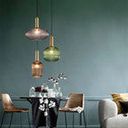 AuriGlas: Glass Pendant Light in Vintage Design – Elegant Hanging Lamp with Brass Details