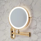 AuriView: Golden Rechargeable LED Makeup Mirror with Magnification – For Bathrooms & Vanities