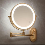 AuriView: Golden Rechargeable LED Makeup Mirror with Magnification – For Bathrooms & Vanities