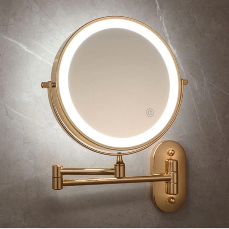 AuriView: Golden Rechargeable LED Makeup Mirror with Magnification – For Bathrooms & Vanities