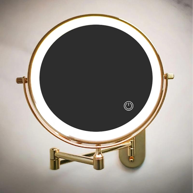 AuriView: Golden Rechargeable LED Makeup Mirror with Magnification – For Bathrooms & Vanities