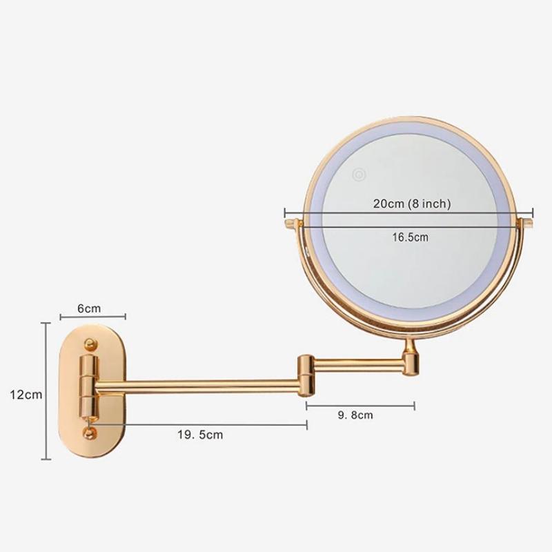 AuriView: Golden Rechargeable LED Makeup Mirror with Magnification – For Bathrooms & Vanities