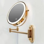 AuriView: Golden Rechargeable LED Makeup Mirror with Magnification – For Bathrooms & Vanities