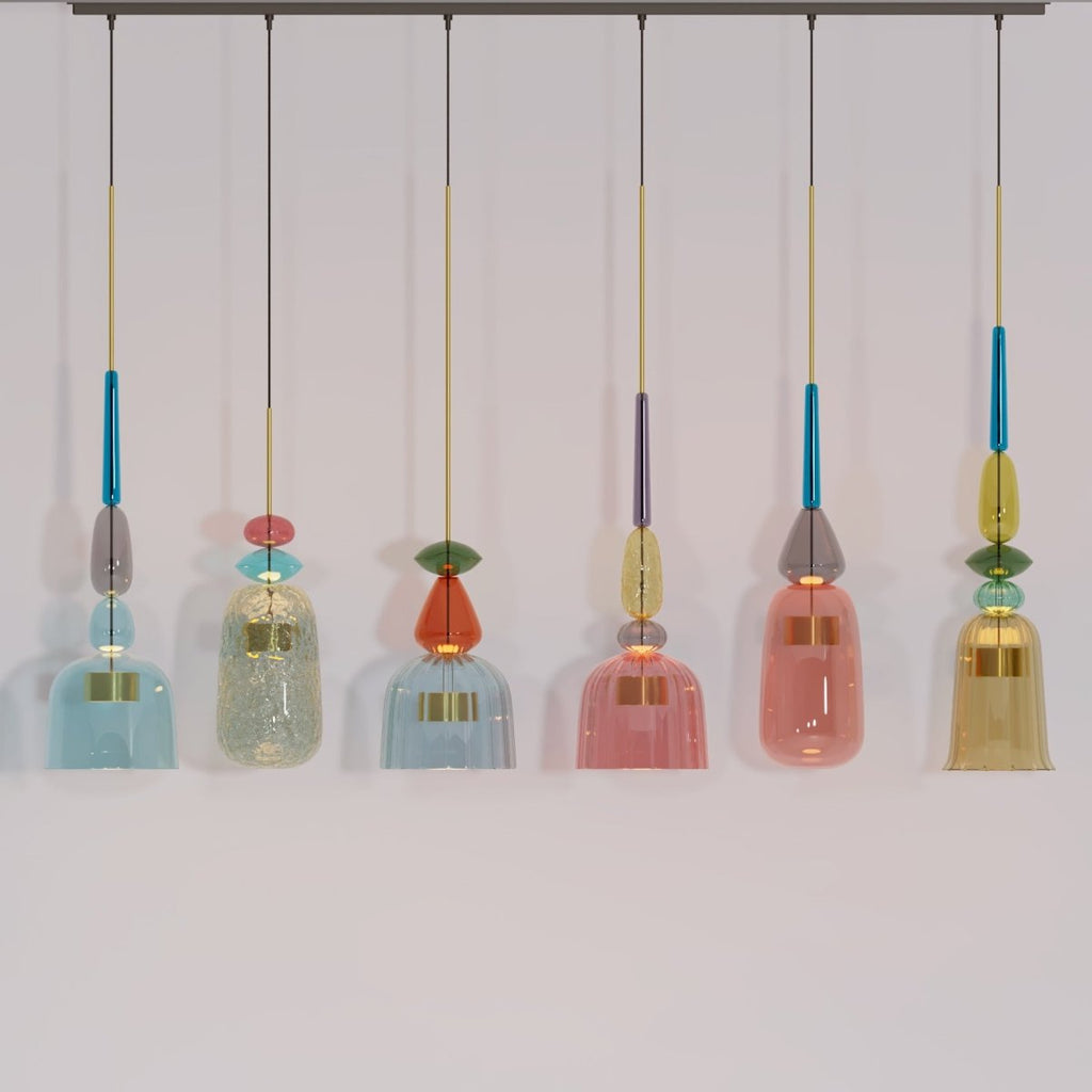 AuroCambell: Elegant Pendant Light LED with Colored Glass Shade – Ideal for Dining Room & Living Area