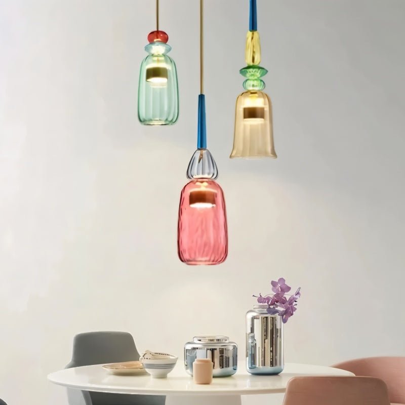 AuroCambell: Elegant Pendant Light LED with Colored Glass Shade – Ideal for Dining Room & Living Area