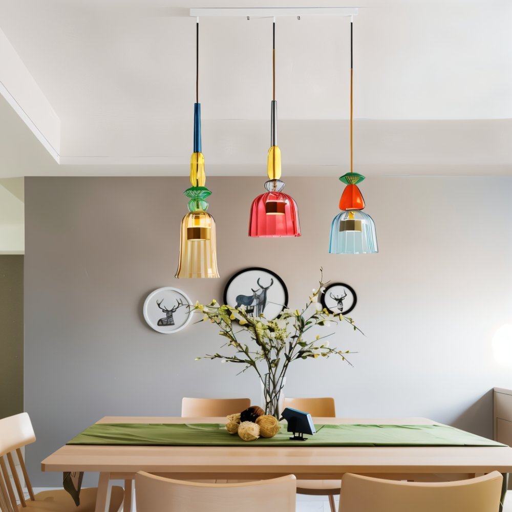 AuroCambell: Elegant Pendant Light LED with Colored Glass Shade – Ideal for Dining Room & Living Area