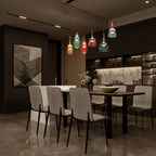 AuroCambell: Elegant Pendant Light LED with Colored Glass Shade – Ideal for Dining Room & Living Area