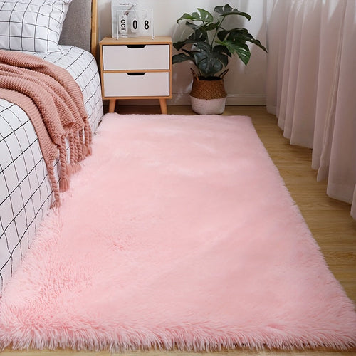 AuroValea: Modern rectangular rug with soft pink pattern – versatile for yoga, camping, and indoor use.