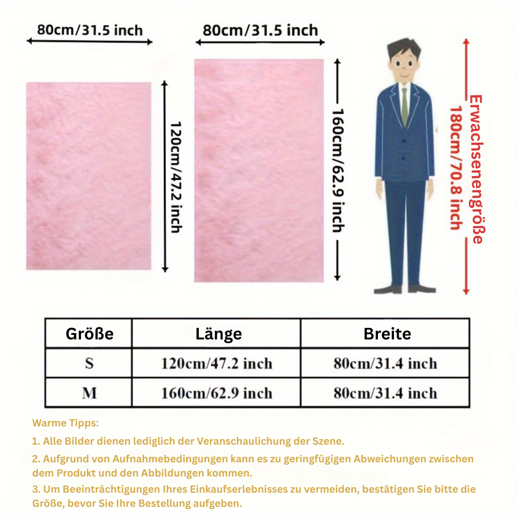 AuroValea: Modern rectangular rug with soft pink pattern – versatile for yoga, camping, and indoor use.
