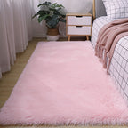 AuroValea: Modern rectangular rug with soft pink pattern – versatile for yoga, camping, and indoor use.