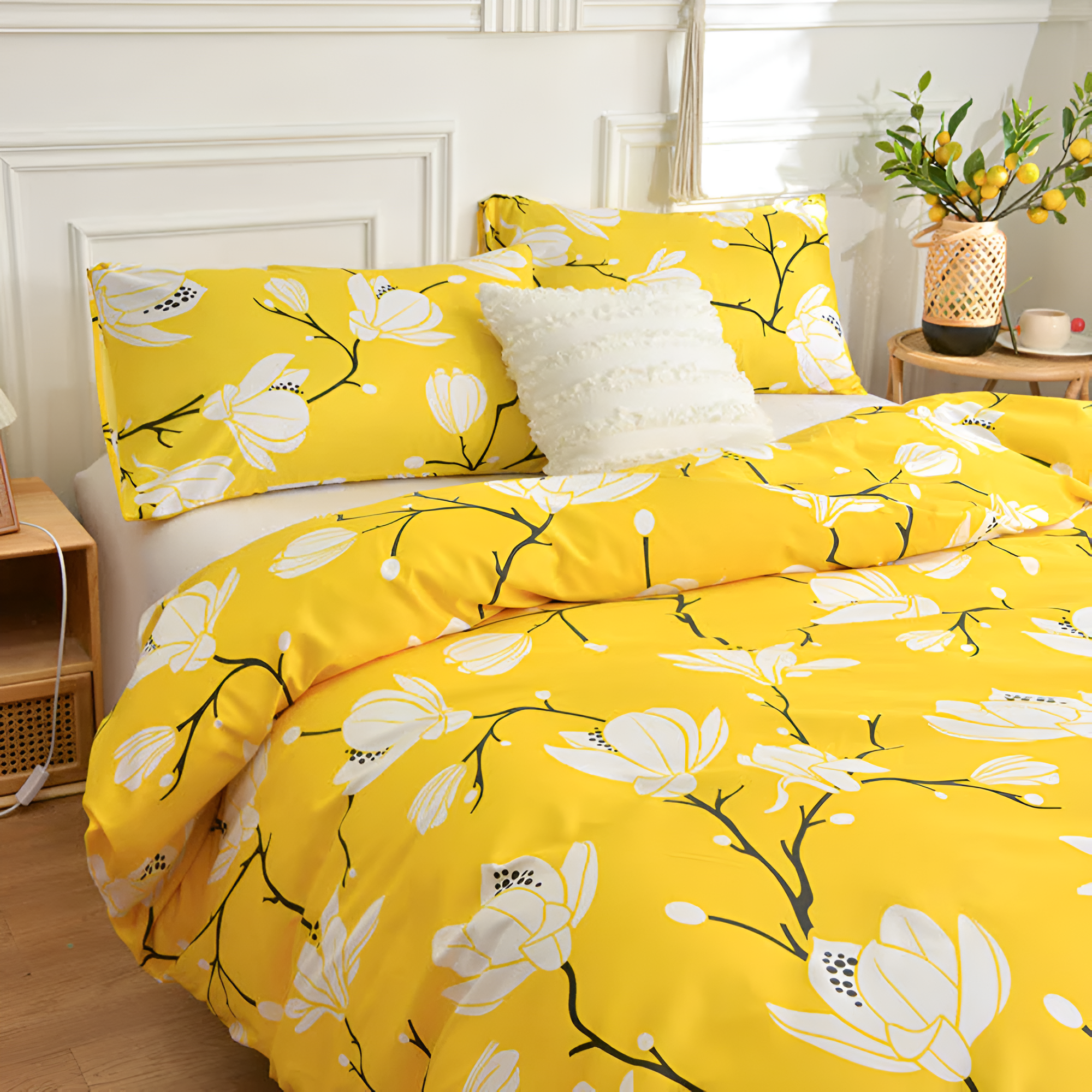 AuroraGelb: Luxury Duvet Cover Set – Soft, Easy-Care & Modern with Elegant Solid Color for Home