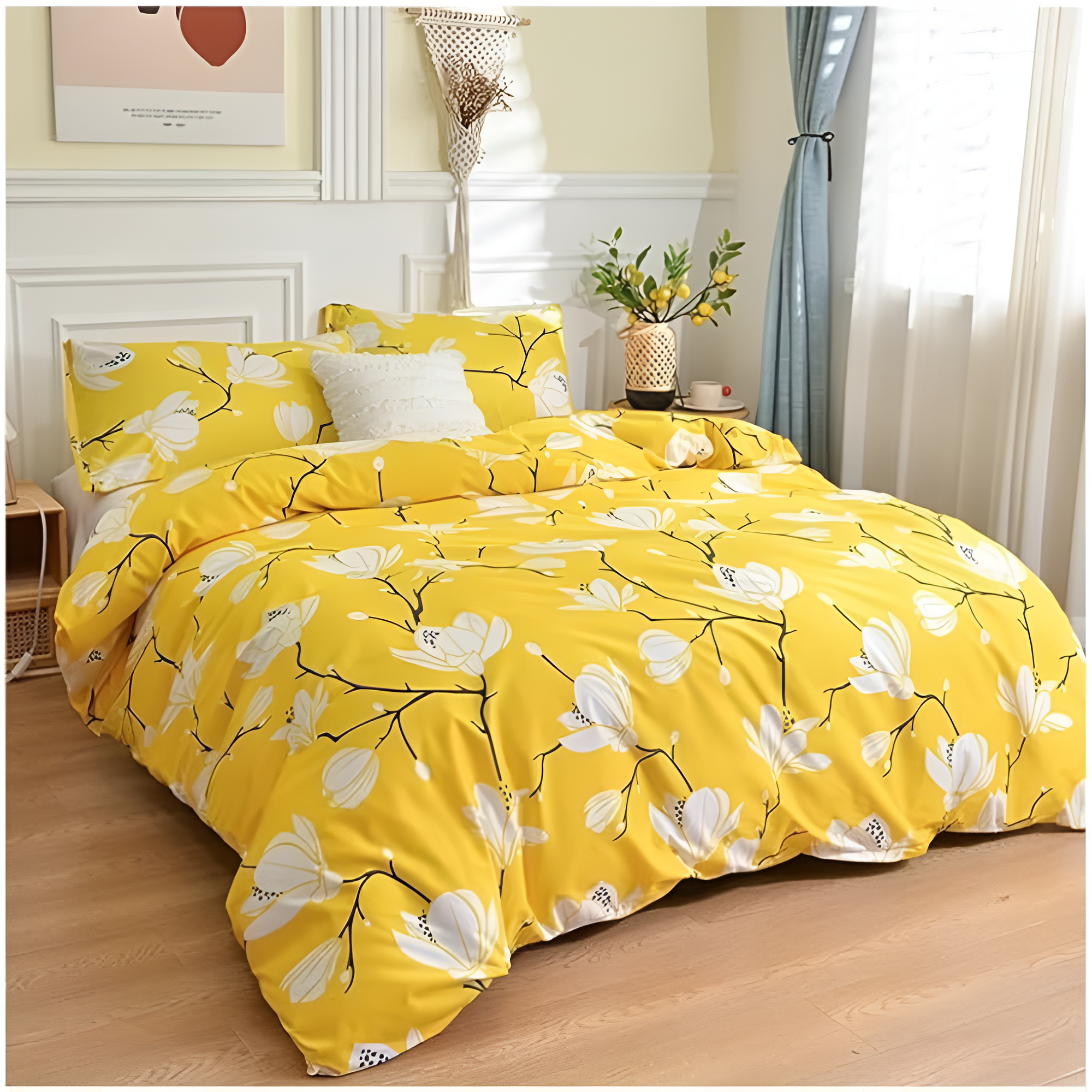 AuroraGelb: Luxury Duvet Cover Set – Soft, Easy-Care & Modern with Elegant Solid Color for Home