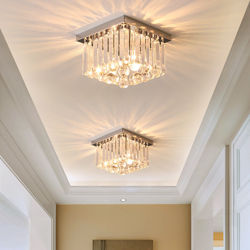 AuroraCrystal: Modern Crystal Ceiling Light 2-bulb – Elegant & Decorative for Living Room & Dining Room