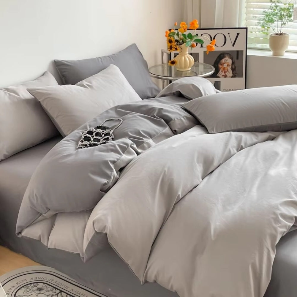 AuroraLinen: Luxurious Duvet Cover Set - Cotton, Soft & Breathable in Solid Design for Bedrooms