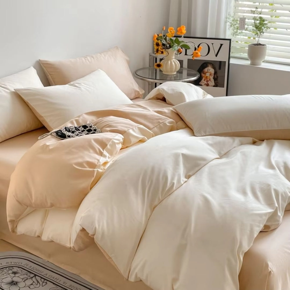 AuroraLinen: Luxurious Duvet Cover Set - Cotton, Soft & Breathable in Solid Design for Bedrooms