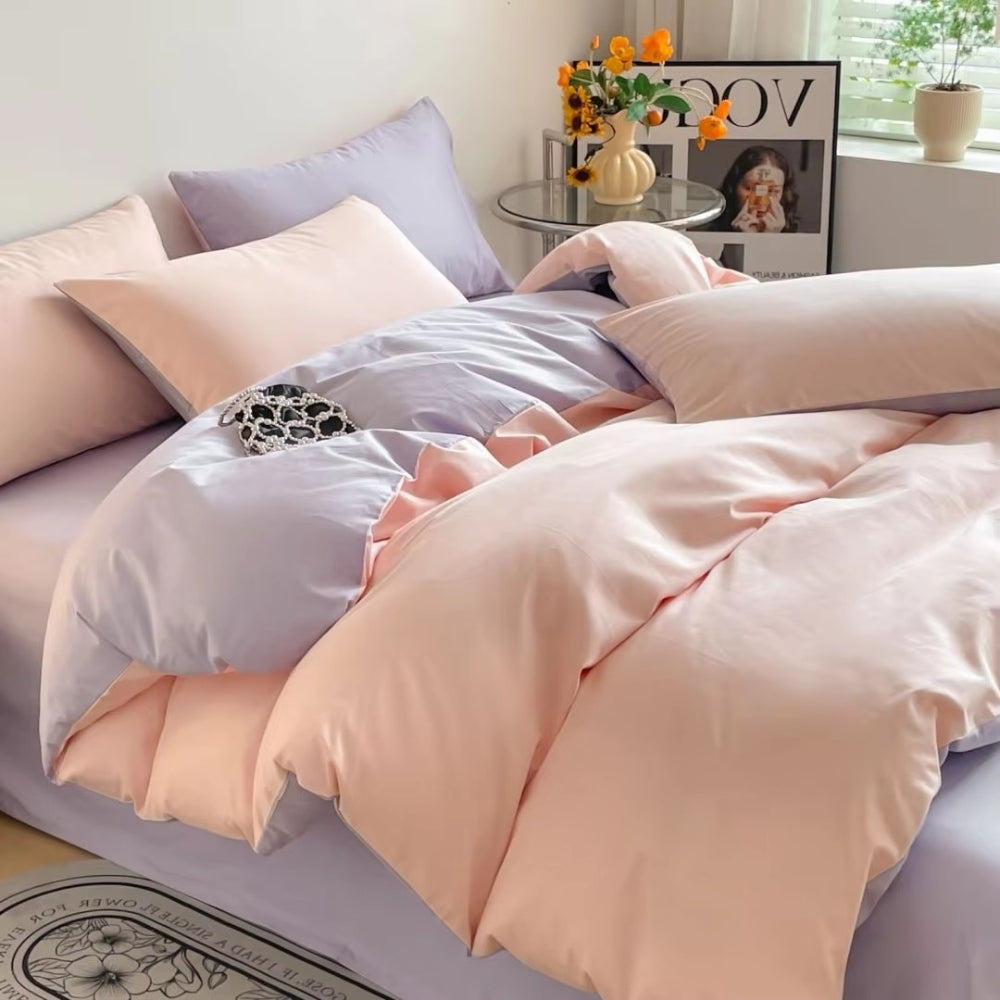 AuroraLinen: Luxurious Duvet Cover Set - Cotton, Soft & Breathable in Solid Design for Bedrooms