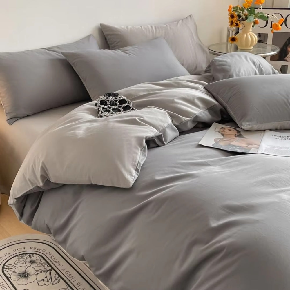 AuroraLinen: Luxurious Duvet Cover Set - Cotton, Soft & Breathable in Solid Design for Bedrooms