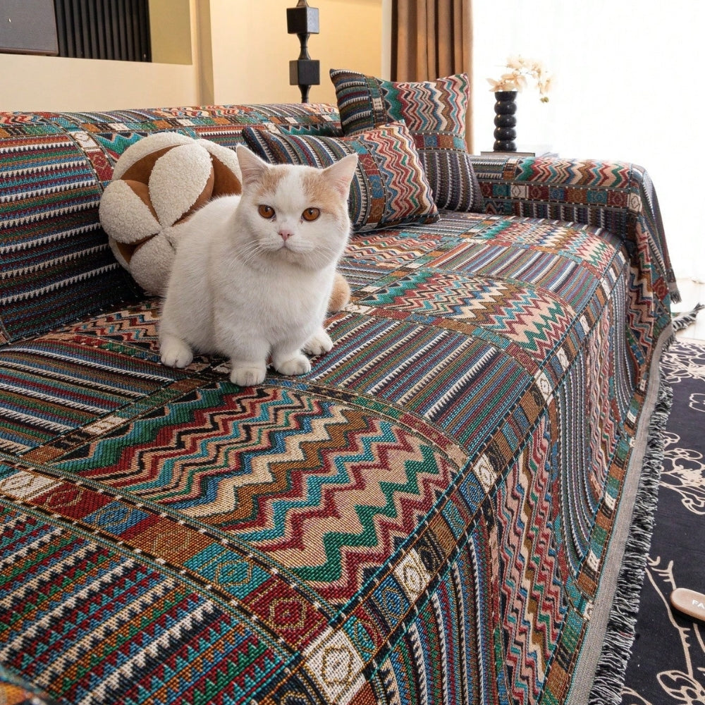AuroraLine: Sofa Cover Made of Breathable Chenille with Artistic Stripe Design & Versatile Use – for Sofa & Living Room