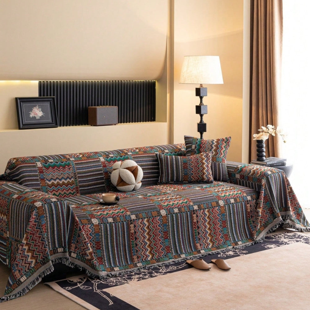 AuroraLine: Sofa Cover Made of Breathable Chenille with Artistic Stripe Design & Versatile Use – for Sofa & Living Room