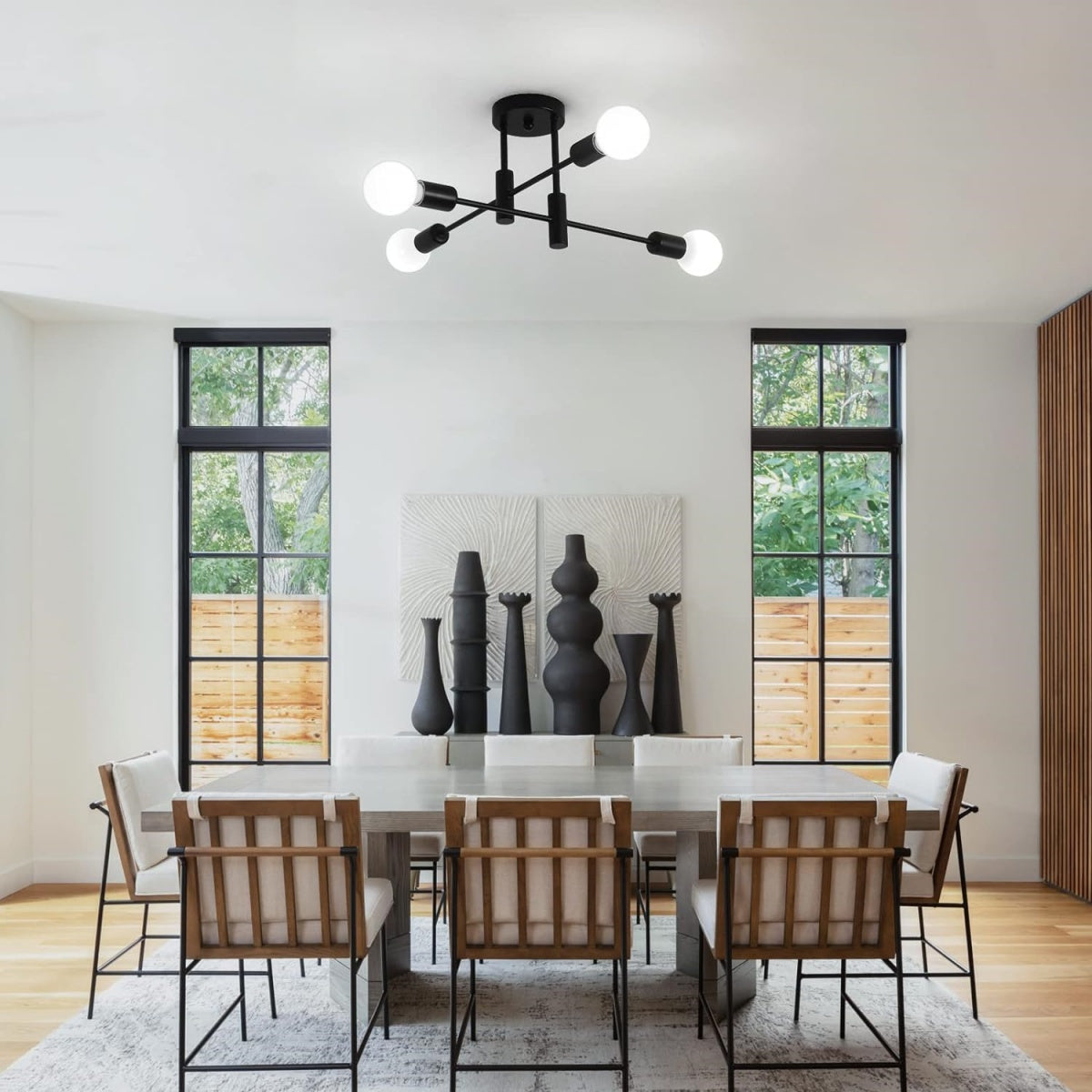 AuroraNord: Scandinavian Ceiling Light LED Black – Elegant & Bright for Dining Rooms & Living Rooms