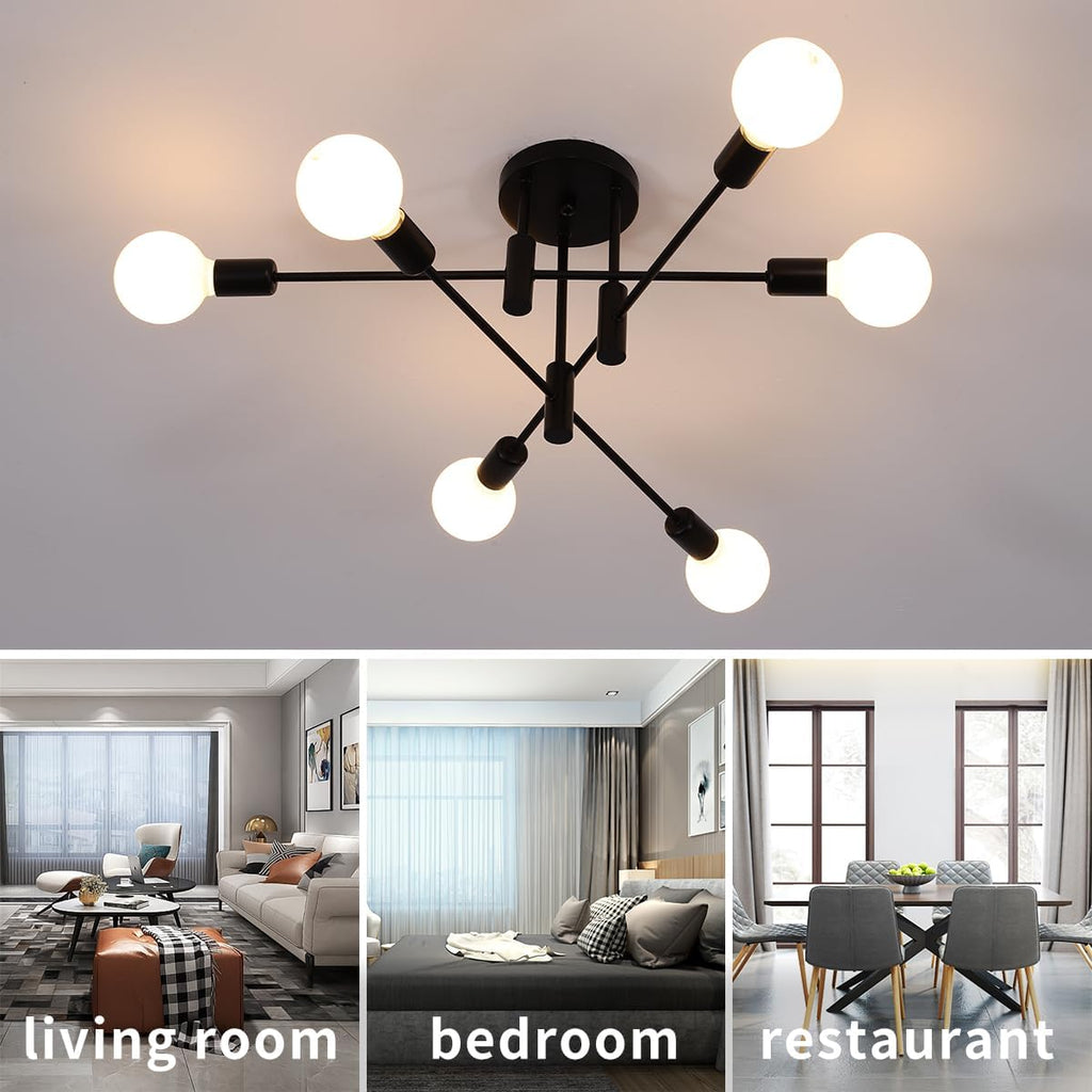 AuroraNord: Scandinavian Ceiling Light LED Black – Elegant & Bright for Dining Rooms & Living Rooms