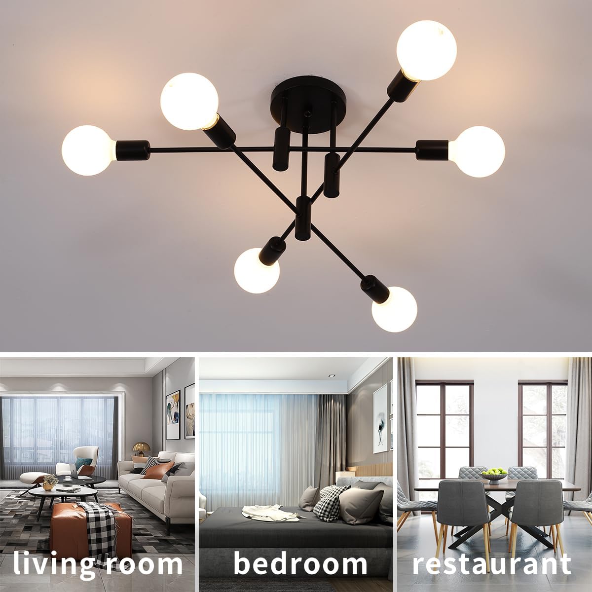 AuroraNord: Scandinavian Ceiling Light LED Black – Elegant & Bright for Dining Rooms & Living Rooms