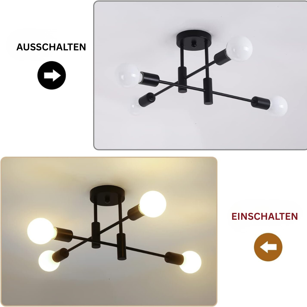 AuroraNord: Scandinavian Ceiling Light LED Black – Elegant & Bright for Dining Rooms & Living Rooms