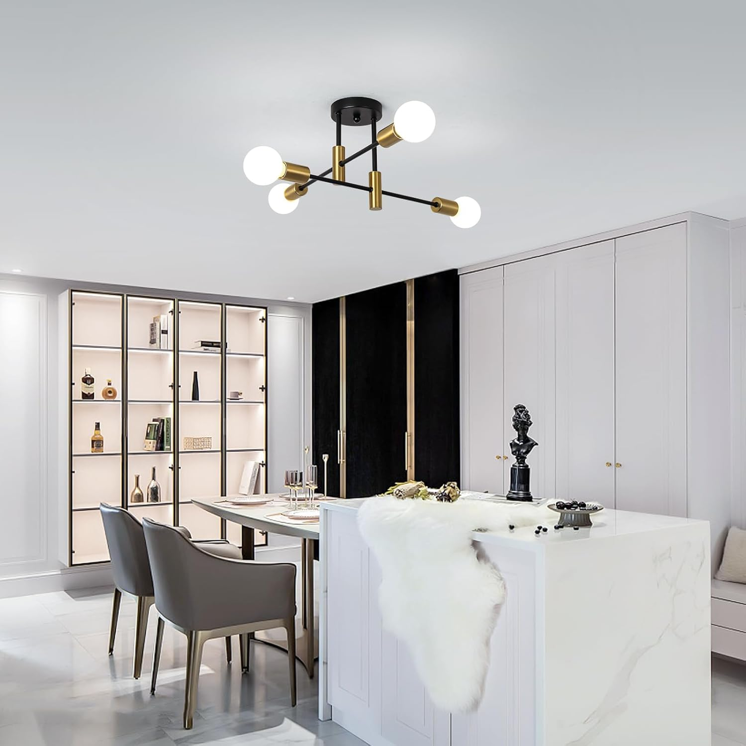AuroraNord: Scandinavian Ceiling Light LED Black – Elegant & Bright for Dining Rooms & Living Rooms