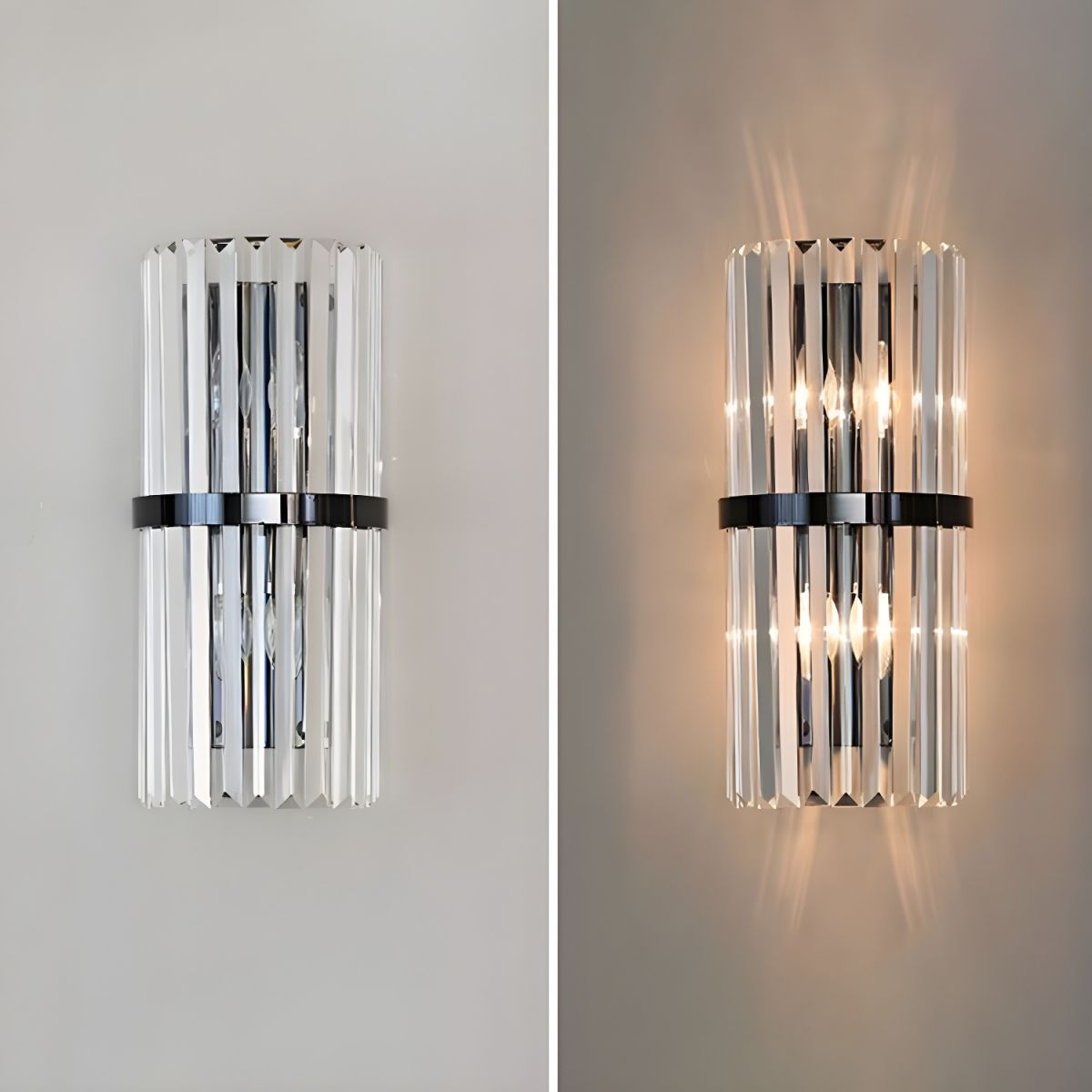 AuroraSteel: Crystal Wall Light Stainless Steel Modern – Elegant & Bright for Living Room & Hallway