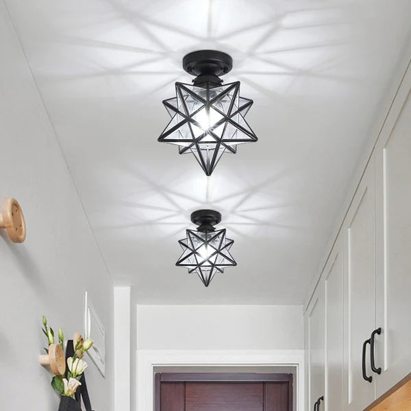 AuroraStar: Star-shaped LED Ceiling Light Semi-Flush – Decorative & Cozy for Living Room & Bedroom