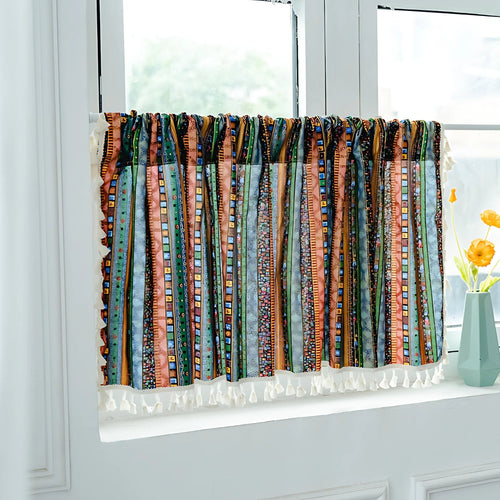 AuroraStripes: Boho-Style Curtains with Stripes & Tassels – Stylish & Light Filtering for Bedrooms