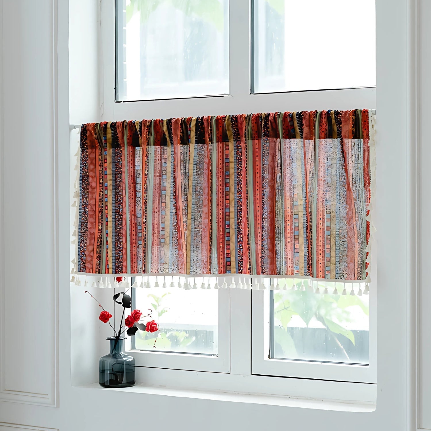 AuroraStripes: Boho-Style Curtains with Stripes & Tassels – Stylish & Light Filtering for Bedrooms