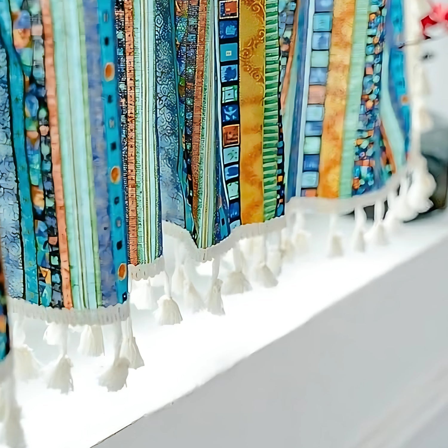AuroraStripes: Boho-Style Curtains with Stripes & Tassels – Stylish & Light Filtering for Bedrooms