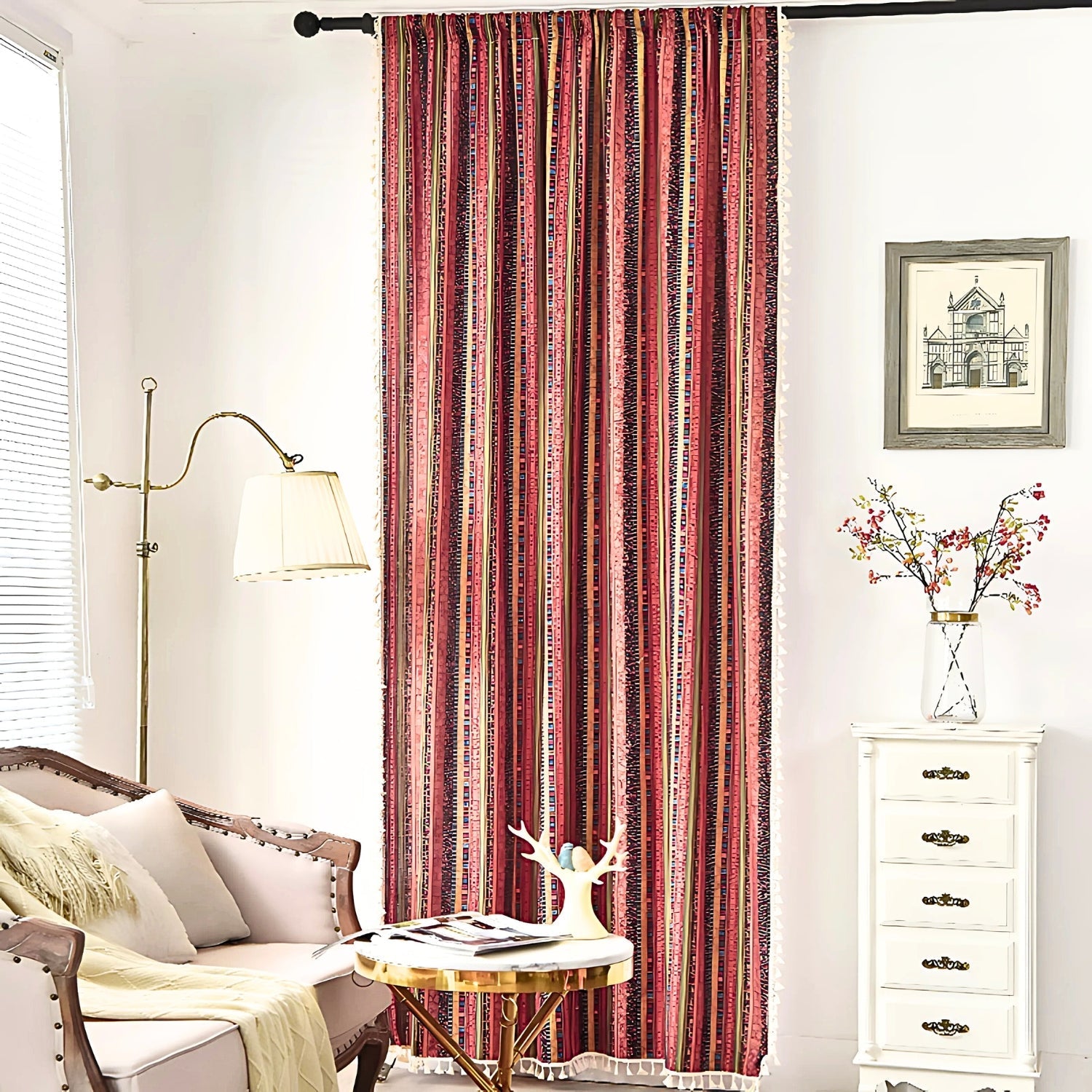 AuroraStripes: Boho-Style Curtains with Stripes & Tassels – Stylish & Light Filtering for Bedrooms
