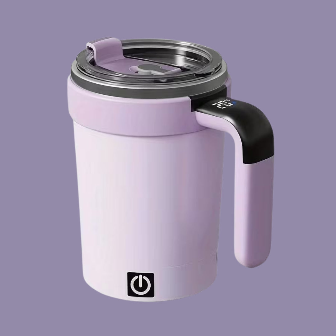 Automatic Mixing Mug with Temperature Control – Insulated Self-Stirring Cup, USB Rechargeable, BPA-Free, Leak-Proof Design