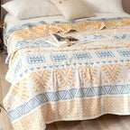 AztecaLuft: Cotton blankets in geometric Aztec pattern with multi-layered structure & breathable quality – for sofa & bedroom