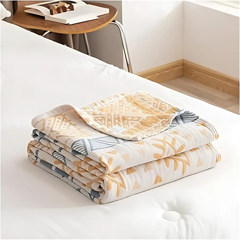 AztecaLuft: Cotton blankets in geometric Aztec pattern with multi-layered structure & breathable quality – for sofa & bedroom
