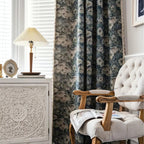 AzurFlora: Curtain Blue with Floral Design & Tassels – Decorative & Easy-Care for Bedrooms