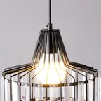 Belo Crystal Pendant Light | Adjustable Height, Matte Black Frame