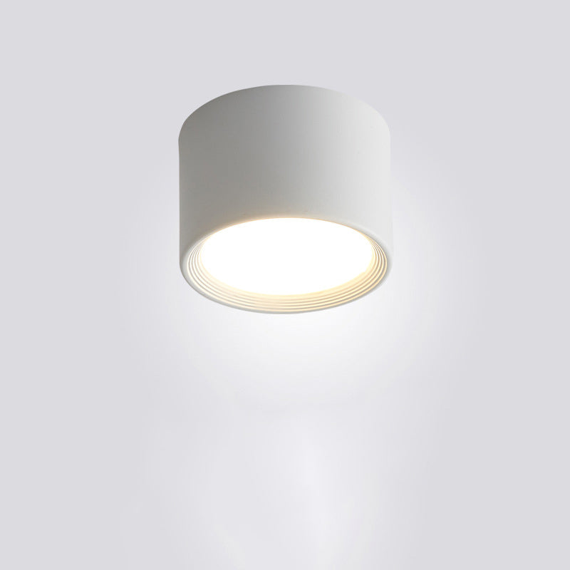 Contemporary Minimalist Cylinder LED Flush Mount Ceiling Light in Aluminum and Acrylic for Hallways